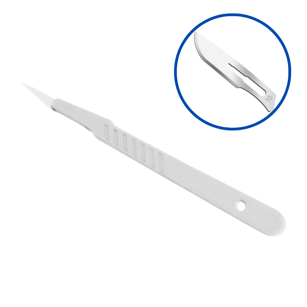 Bisturí Desechable No. 10 Estériles de Acero Inoxidable. Caja con 10 piezas.